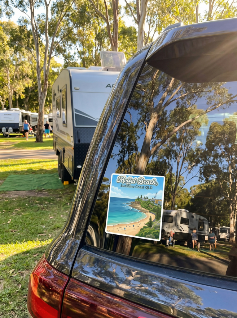 moffat beach sticker mockup