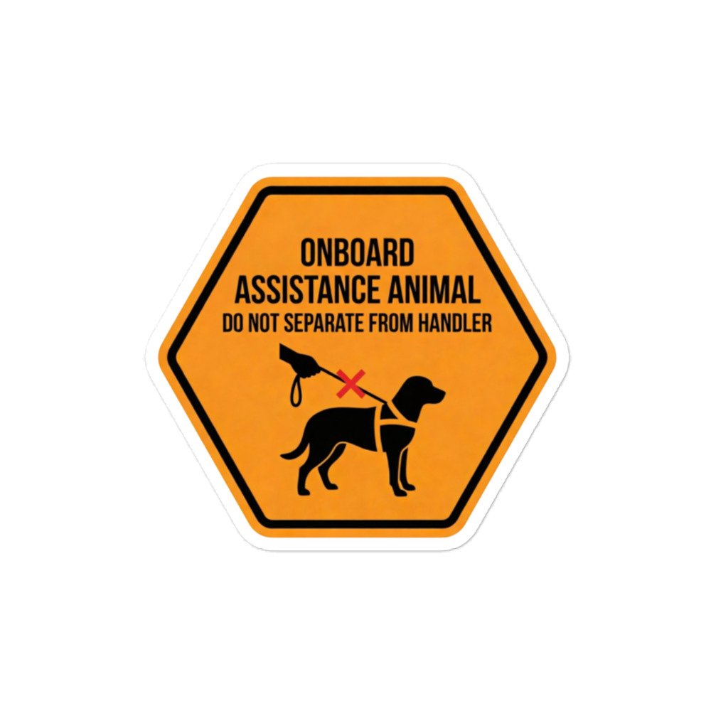 Onboard Assistance Animal – Do Not Separate From Handler Safety Sticker - Image 3
