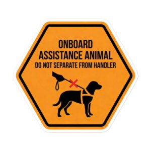 Onboard Assistance Animal – Do Not Separate From Handler Safety Sticker