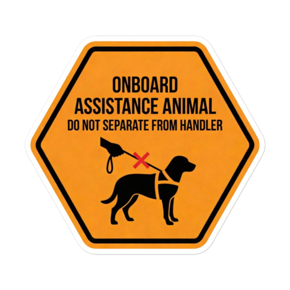 Onboard Assistance Animal – Do Not Separate From Handler Safety Sticker
