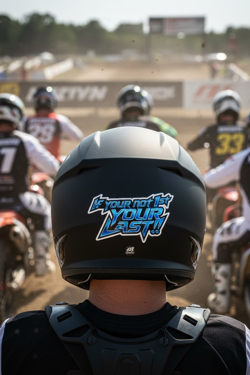 “If Your Not 1st Your Last” – Blue Neon Text Vinyl Sticker - Image 4