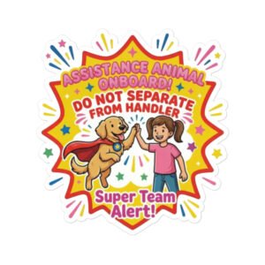 Assistance Animal Onboard – Do Not Separate From Handler | Super Team Alert Assistance Dog Sticker (Girls)